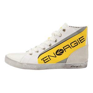 Energie Shoes Jaxes Canvas Hightop Logo Sneaker Shoes White Yellow Size 11 NWT